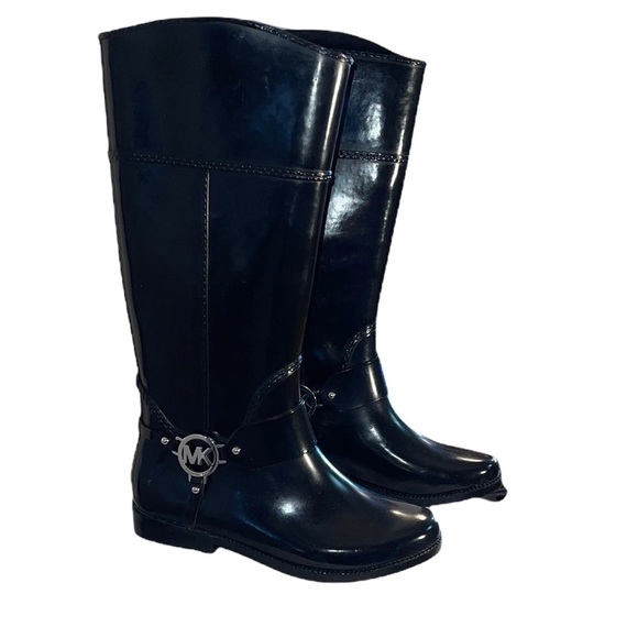 Michael Kors Black Fulton Rain boots size 8 EUC - Picture 1 of 10